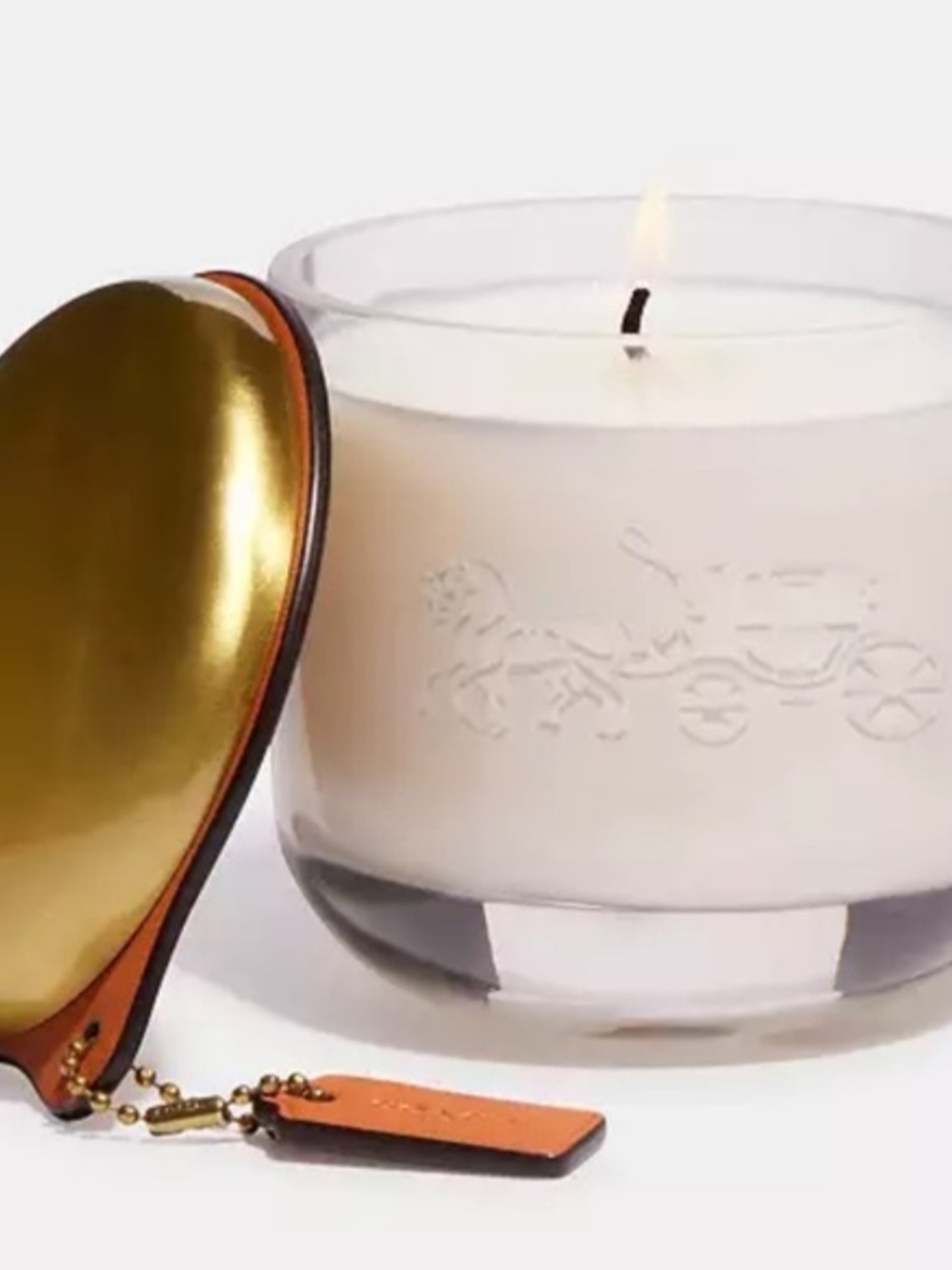 Coach Blown Glass Horse & Carriage Candle W/Brass Lid & Hangtag - Picture 3 of 6
